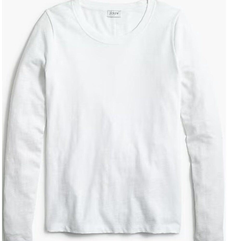 J. Crew Factory as893 white Long-sleeve Crewneck Girlfriend Tee For Women NWT - Picture 6 of 10